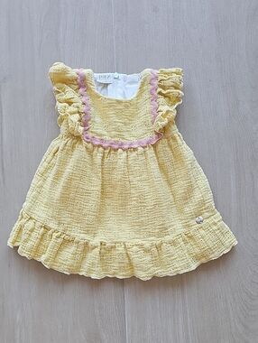 Paz Yellow Eyelet Ruffle Dress for Kids